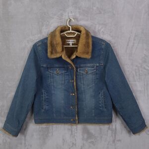 Marvin Richards Denim Jacket Size XL Retro Y2K 90s Faux Fur Lined Hippie Party